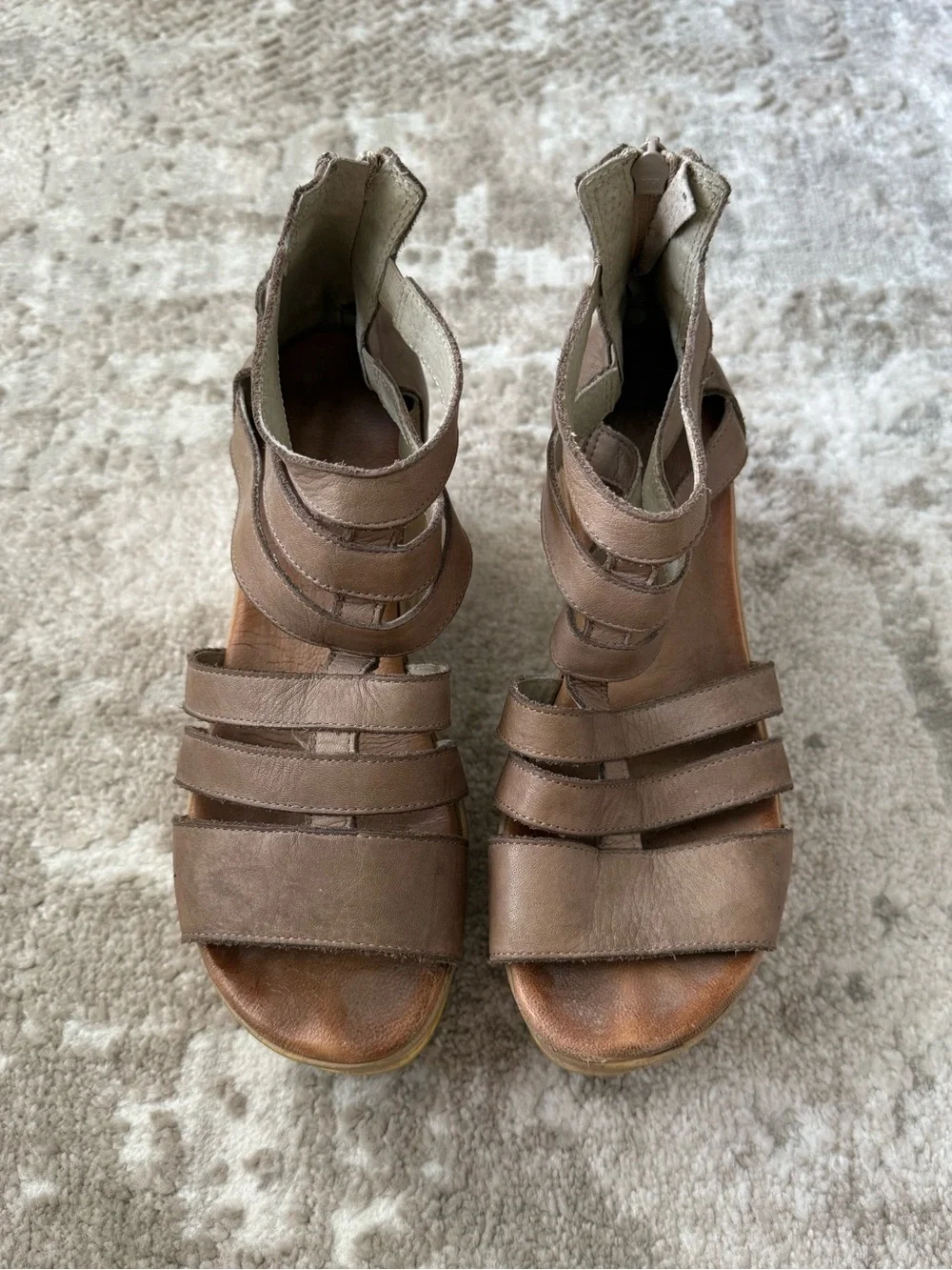 Made in Italy Tan Leather Wedges